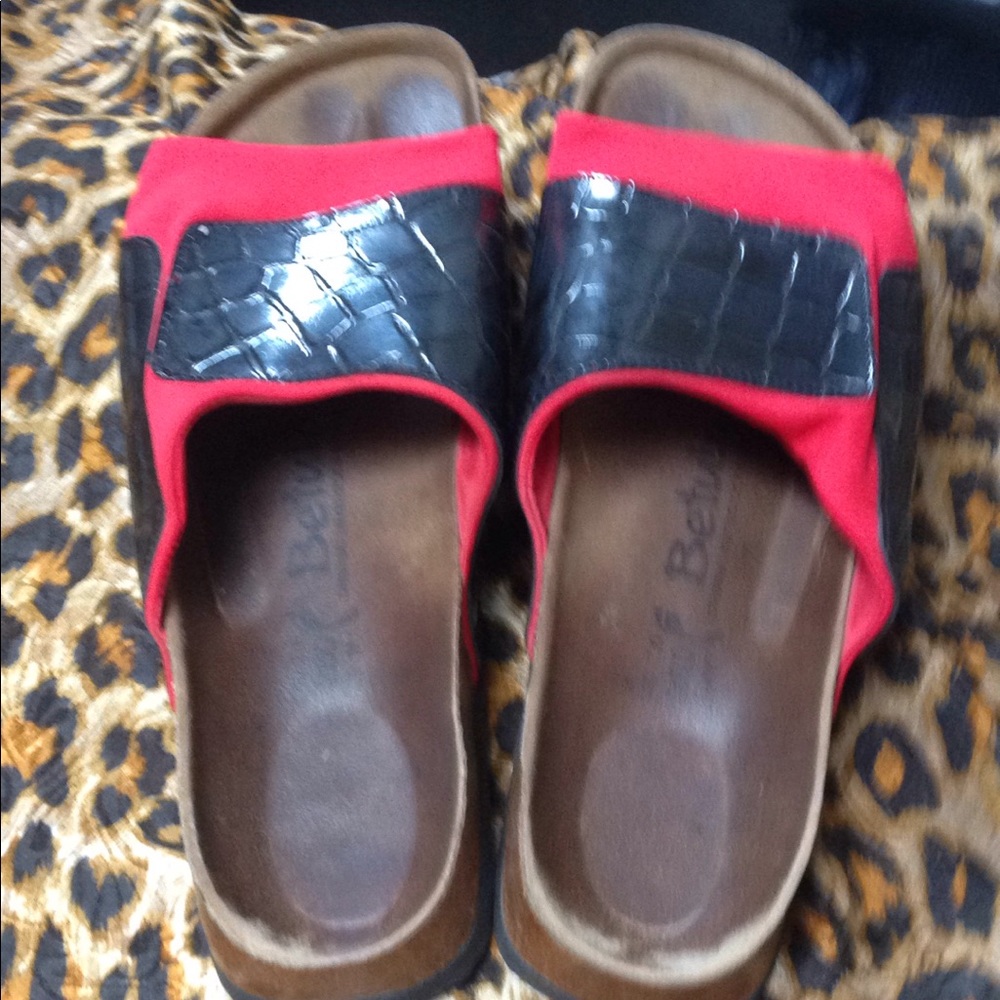Betula Birkenstock black and red sandals
